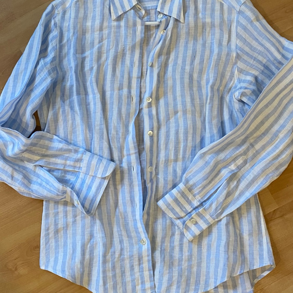 Women’s linen Blue Striped Shirt from Italy